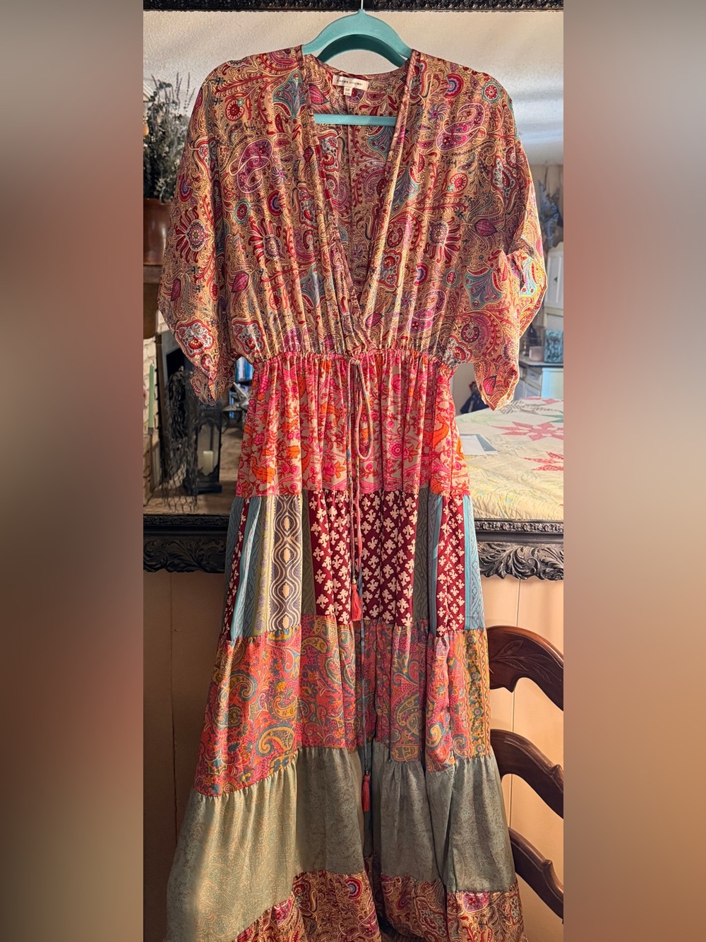 Boho Patchwork Maxi Dress in Multicolor